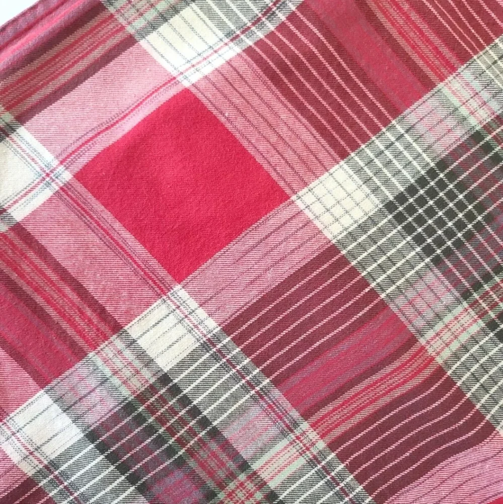 Pottery Barn Red Tan Cream Plaid Jackson Pillow Sham Set Of 2 24" X 24" - Picture 5 of 8